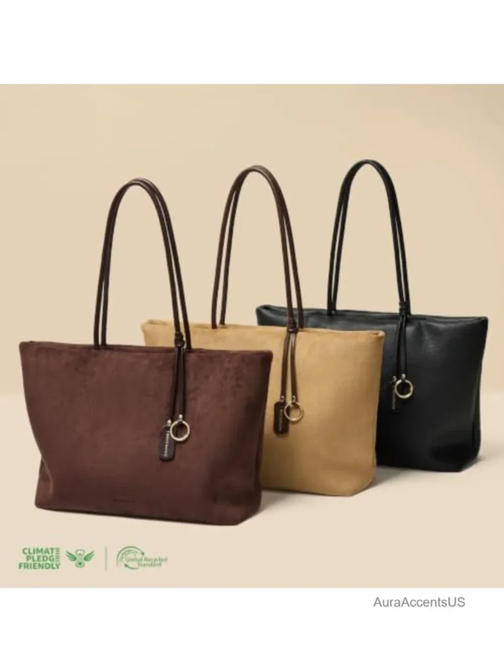 Faux Suede Slouchy Work Tote Bag Large Lightweight Handbag for Women